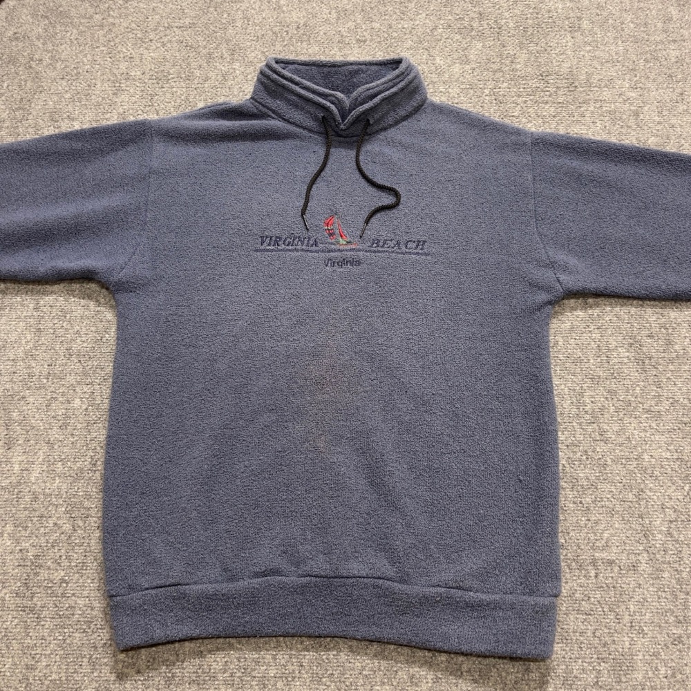 Vintage Virginia Beach 1/4 Navy Sweater  USA